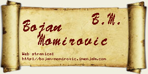 Bojan Momirović vizit kartica